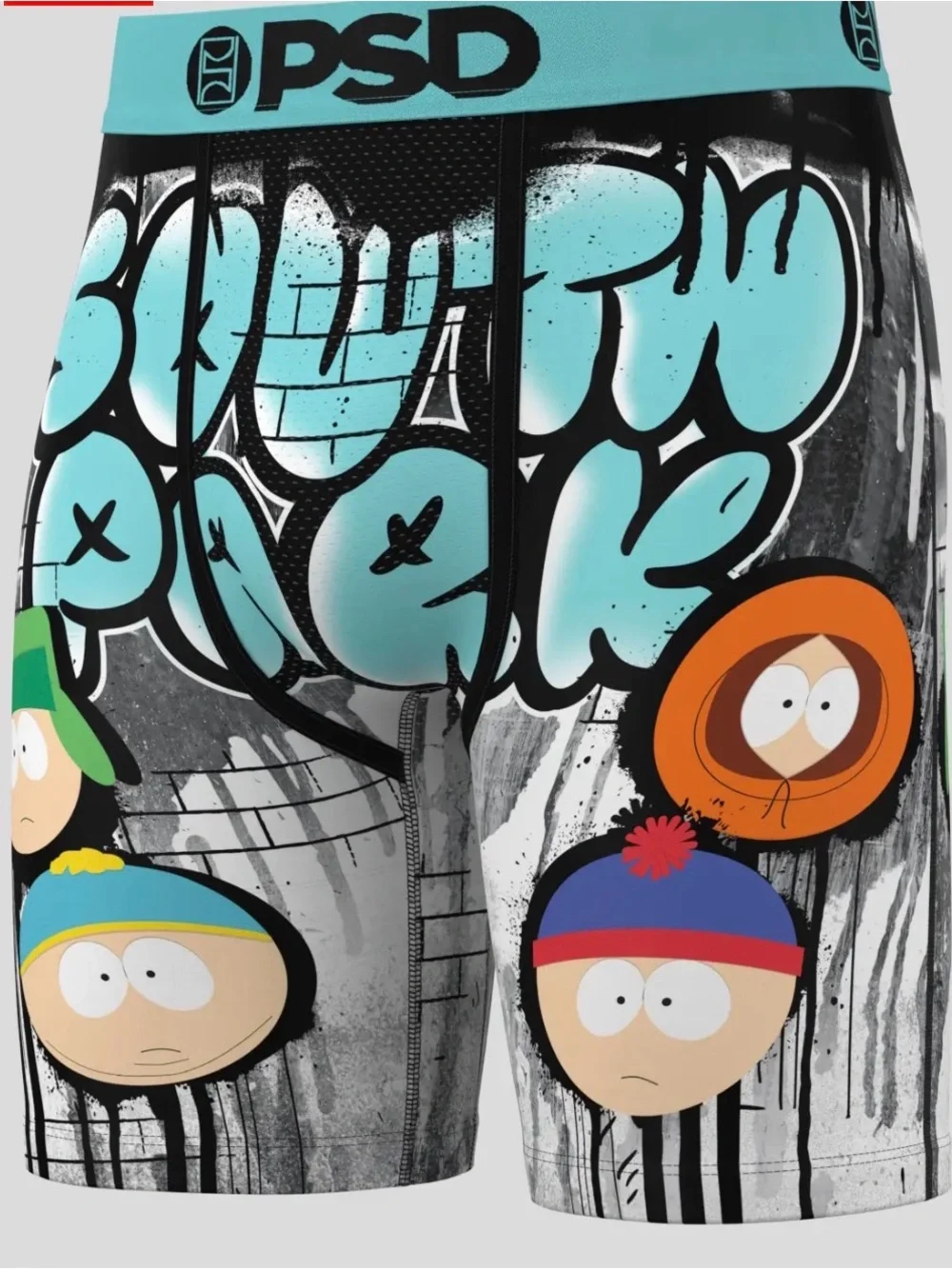 PSD mens Black & Aqua South Park Character Stretch Boxer Briefs
